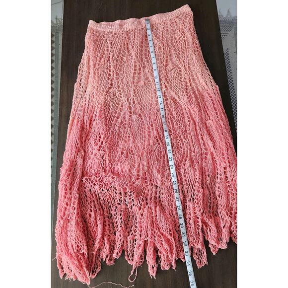 New Direction Coral Ombre Crochet Maxi A-line Skirt Size XL Boho Gipsy Pirate - Picture 6 of 8
